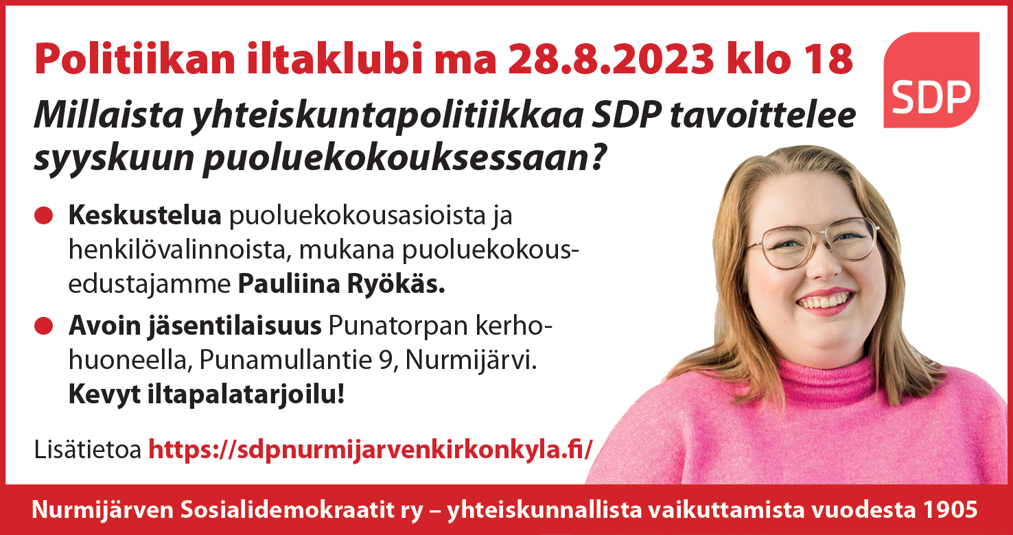 Politiikan iltaklubi ma 28.8. Punatorpalla