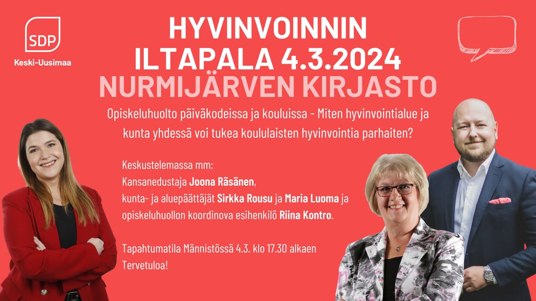 Hyvinvoinnin iltapala 4.3.2024 pääkirjastolla