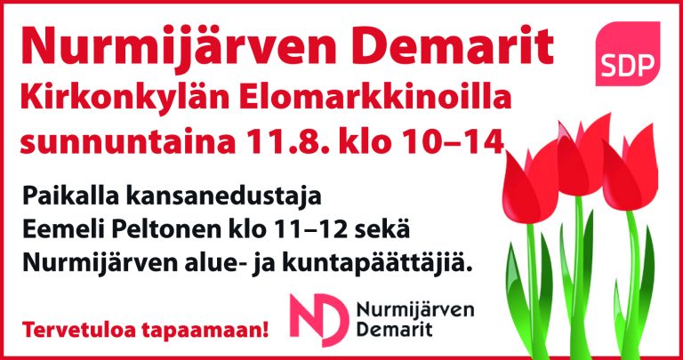 ELOMARKKINAT 11.8.2024 KIRKONKYLÄN TORILLA: TAPAHTUMASSA MYÖS KUNTAPÄÄTTÄJIEN LIVE LISTAPALAVERI
