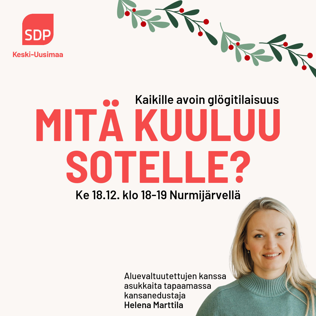 18.12.2024 Mitä kuuluu sotelle? Kansanedustaja Helena Marttila ja aluepäättäjiä Punatorpan kerhohuoneella